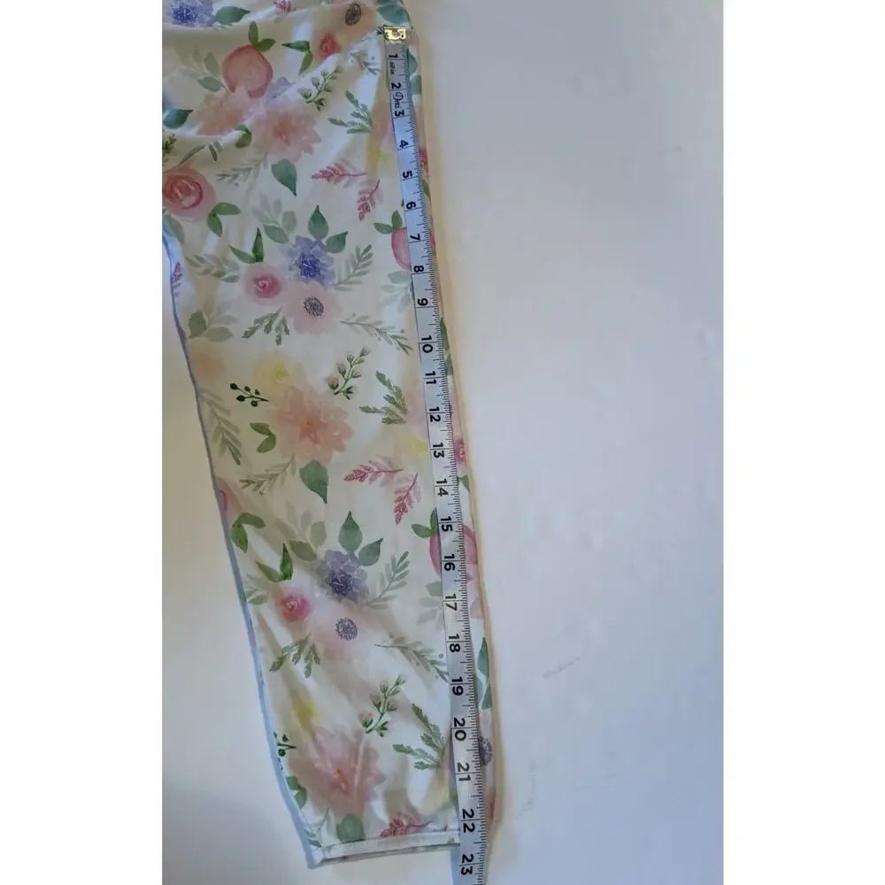 COTN Pajama Top Women XL Long‎ Sleeve White Floral Soft Pleated Grandmacore